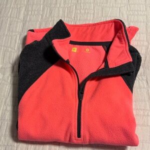 Ladies Xersion bold orange/coral and Black Fleece 1/4 zip jacket